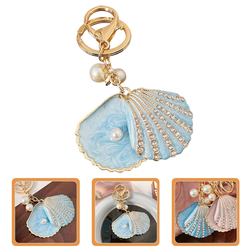 Ocean Key Ring Pearl Shell Key Chain Lovely Backpack Pendant Purse Charm 