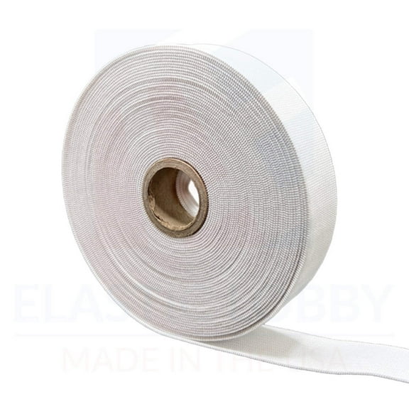 1" (25mm) Heavy White Knitted Elastic - US Made - 5 yards