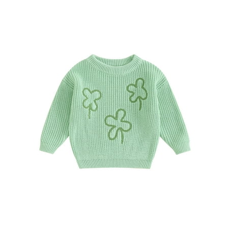 

Baby Christmas Sweaters Long Sleeve Candy Cane Embroidery Pullovers