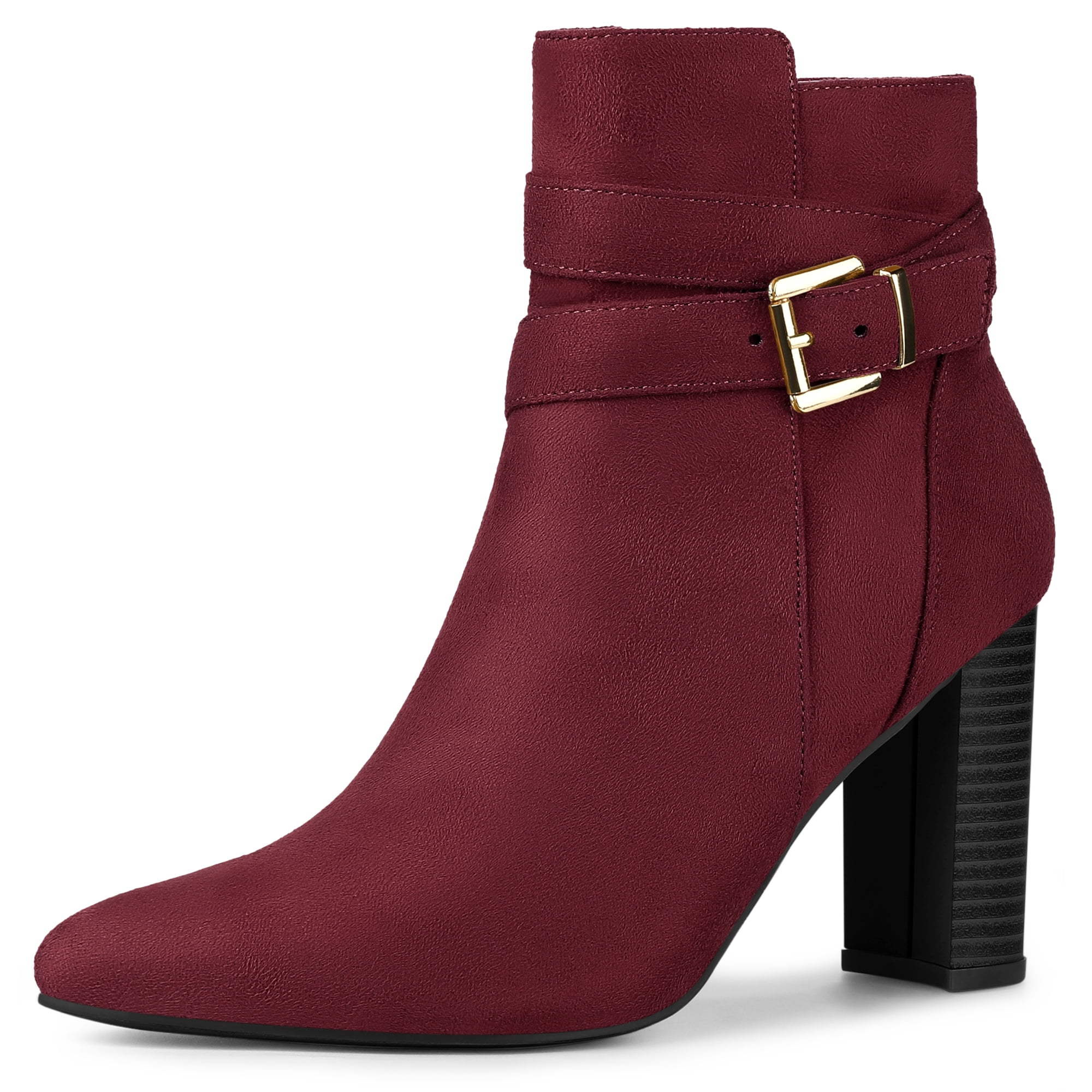 pointed toe buckle booties