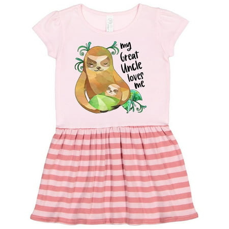 

Inktastic My Great Uncle Loves Me Cute Sloth and Baby Gift Toddler Girl Dress