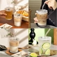 thumbnail image 4 of Juego de 2 vasos de cristal con tapa y pajita – 12 x 8,8 cm – Diseño de cristal – Para bebidas frías y calientes – Transparente, 4 of 6