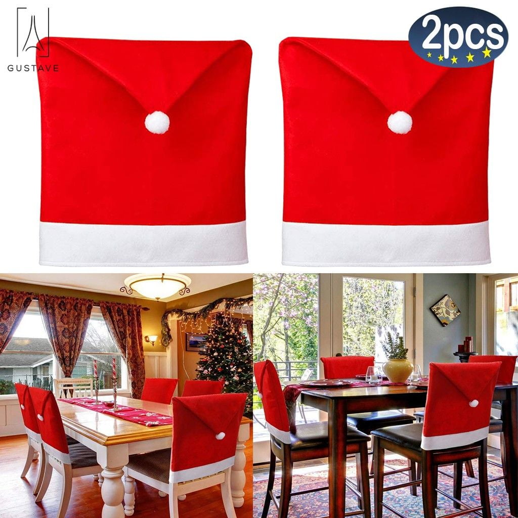 Christmas Chair Back Cover Santa Claus Covers Dining Table Restaurants Decor 