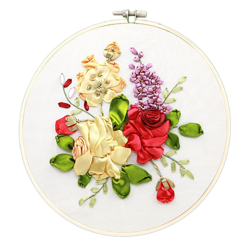 DIY Wildflowers Bouquet Floral Wall Art DIY Ribbon Embroidery Ribbon Embroidery Kit Wildflowers by the Window Silk Ribbon Embroidery