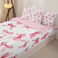 thumbnail image 3 of Homewish Pink Cute Bowknot Zipper Twin Comforter Sets with Fitted Sheet and 2 Pillowcases,Cartoon Coquette Bowknot Zipper Bedding Set For Kids,Pink Reversible,4-Piece, 3 of 7