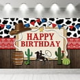 thumbnail image 5 of LUUFILx Western Cowboy Birthday Backdrop Happy Birthday for Boy Party Decorations Banner Rustic West Rodeo Boot Country Birthday Photography Background Photo Booth Props, 5 of 7