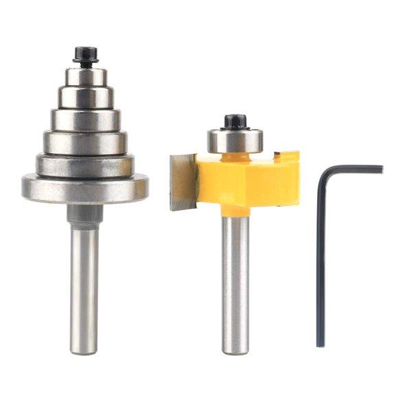 Nxtop 1/4 Inch Shank Rabbet Router Bit with 6 Bearings Set | 1/8", 1/4", 5/16", 3/8", 7/16", 1/2" Bearings
