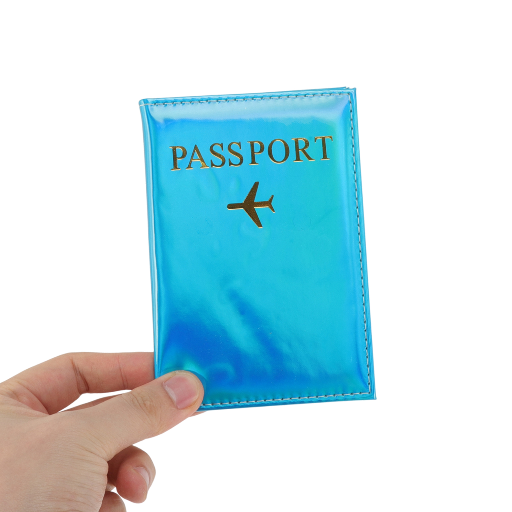 Unique Bargains Glossy Passport Holder 1 Pc Lake Blue
