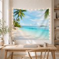thumbnail image 5 of Ocean Waves Showcases with Tropical Beach Tall Palm, Mystical Fantasy for Space Lovers, Galaxy Room Decor, Housewarming Gift, Tapestry Wall Hanging for Bedroom and Dorm, 5 of 7