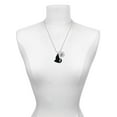 thumbnail image 3 of Delight Jewelry Acrylic Sitting Black Cat with Crystal Eyes Silvertone Script Initial Disc - J - Charm Necklace, 20"+3", 3 of 4