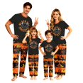 thumbnail image 5 of Halloween Family Matching Pajamas Short Sleeve Black Cat Print Top Pumpkin Ghost Pattern Long Pants Family Sleepwear Set, 5 of 6