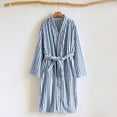 thumbnail image 2 of NAFUU Womens Striped Robe Long Bathrobe Thick Long Coral Velvet Robe Cozy Winter Sleepwear Striped Nightgown Warm Bathrobe For Autumn Winter Homewear Cute Loungewear Sets, 2 of 8