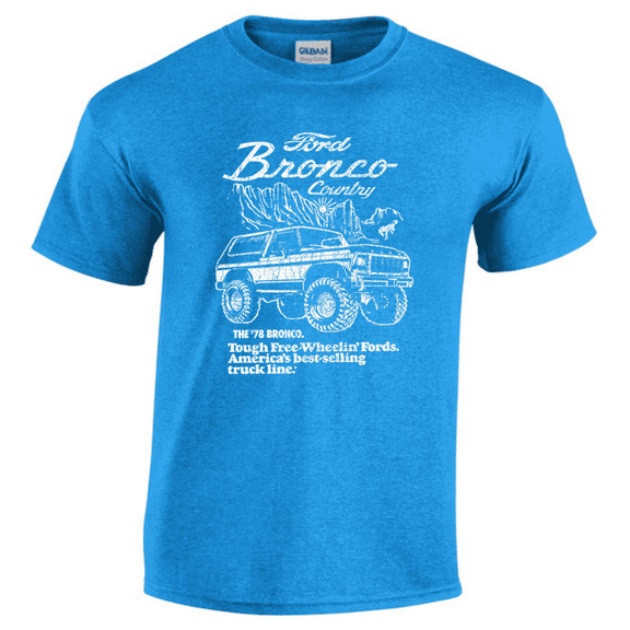 Men's T-shirt Bronco Ford Graphic Tees Short Sleeve Heather Blue