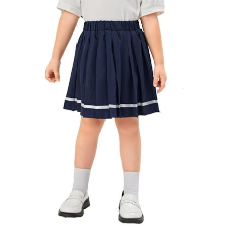 

Casual Plain Pleated Navy Blue Toddler Girls Skirts (Girl s)