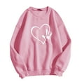 thumbnail image 2 of HOWPAY Valentines Women's Sweatshirt Oversized Love Heart Graphic Long Sleeve Crewneck Pullover Loose Fit Causal Drop Shoulder Shirt Soft Cozy Fall Clothes Pink XXL, 2 of 3