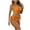 Orange, variant on Wyobmus Women's Two Piece Bikini Swimsuit Ribbed Triangle Top Bathing Suits Solid Color String Cheeky Bikini Sets Beige