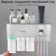 thumbnail image 4 of Soporte para cepillo de dientes Dispensador automático de pasta de dientes montado en la pared Juego exprimidor Tazas Organizador de cosméticos Cajón, gris kenally LF0143-01B, 4 of 6