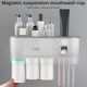 thumbnail image 4 of Soporte para cepillo de dientes Dispensador automático de pasta de dientes montado en la pared Juego exprimidor Tazas Organizador de cosméticos Cajón, gris Scienceny LF0143-01B, 4 of 6