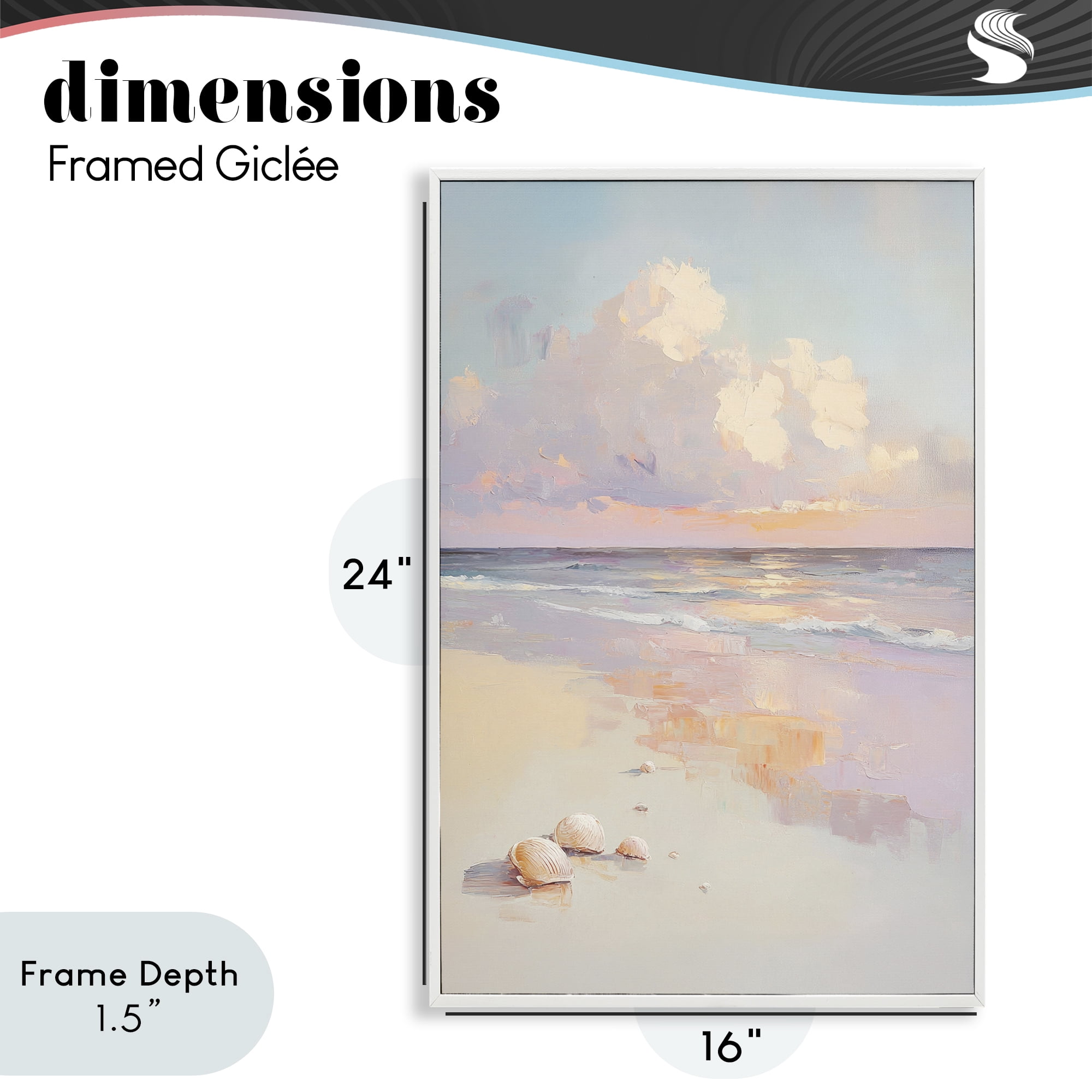 Stupell Industries Pastel Sunset Over Seashells White Framed Giclee Art, design by Sisi and Seb