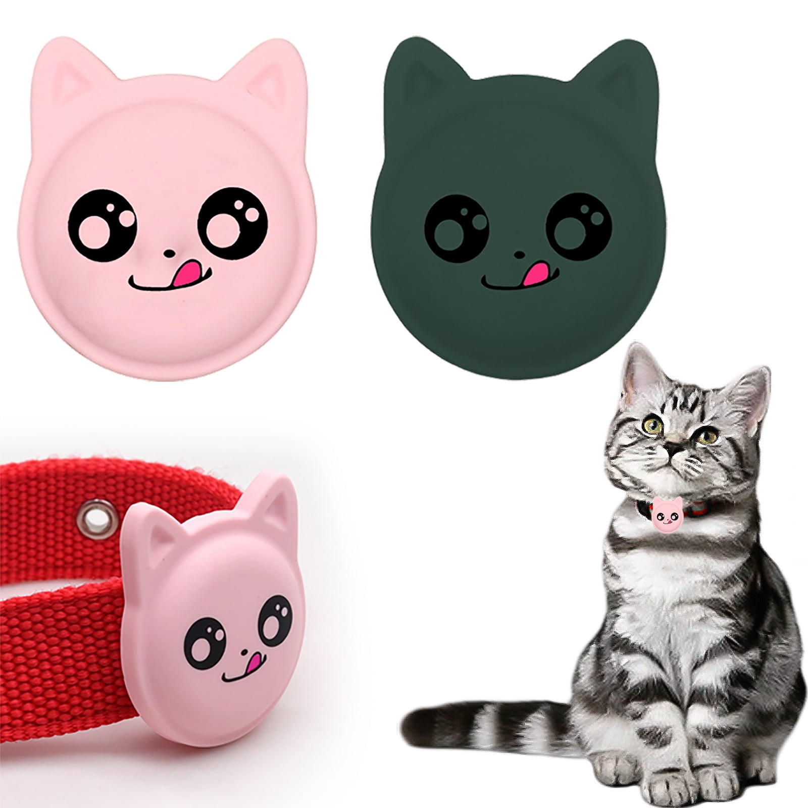 Mingwear Cat Collar Set of 2 Removable Pet Dog Collar Cover for GPS