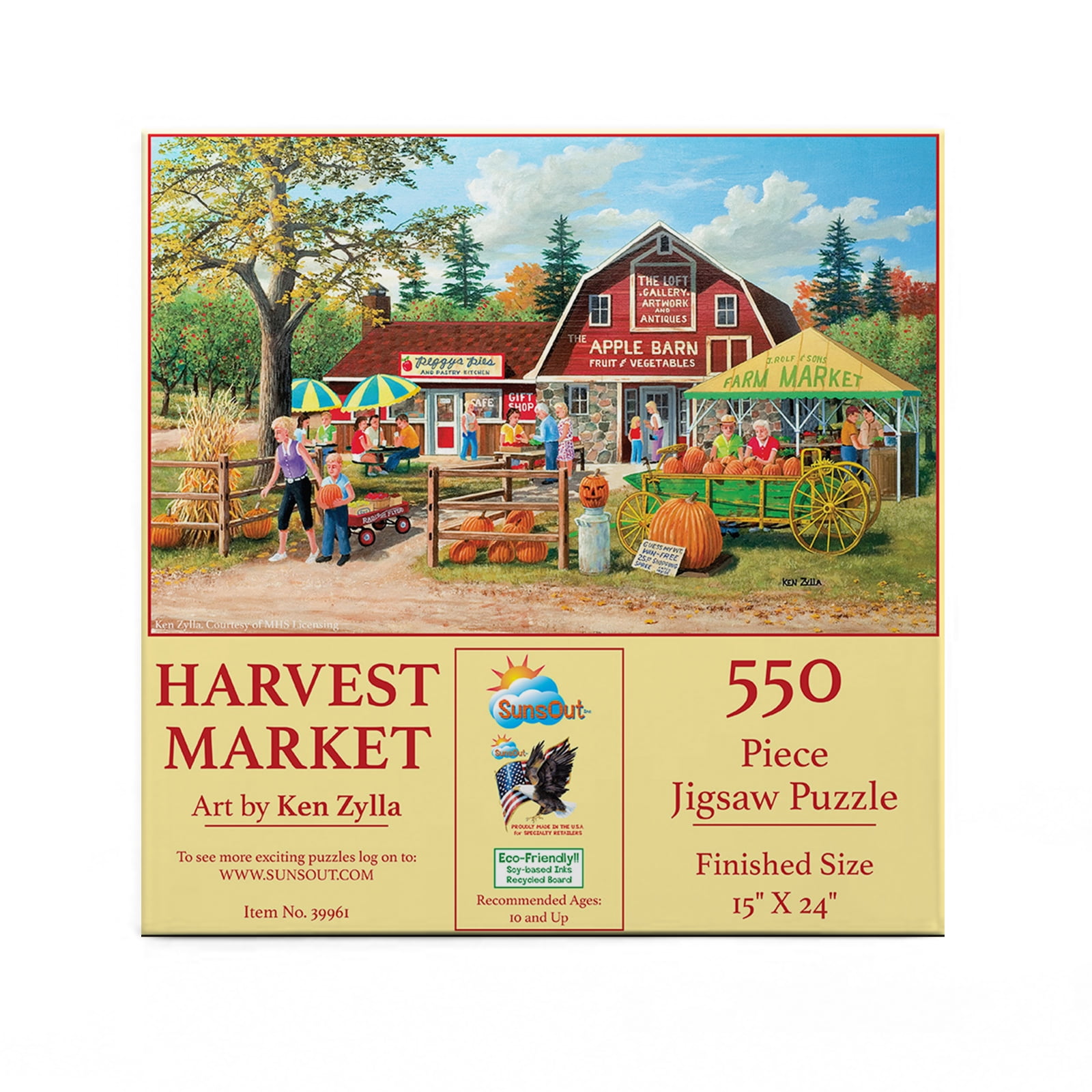 SUNSOUT INC - Small Town Saturday Night - 550 Pc Jigsaw Puzzle By Artist: Ken Zylla - Finished Size 15\" X 24\" - MPN# 37767 - Jigsaw Express