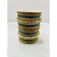 thumbnail image 2 of Gold & Light Blue Color Rhinestone Bangles, 2 of 4