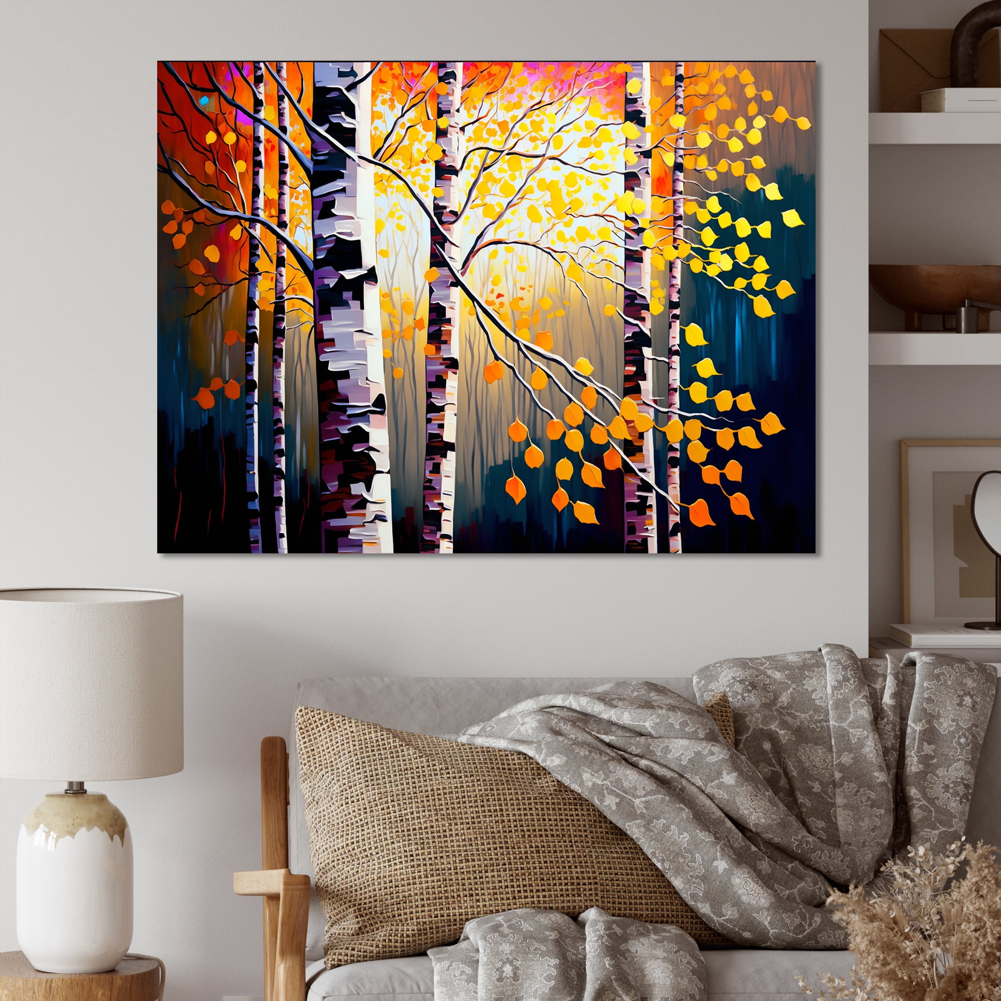 Designart Autumn Birch Trees Forest I Canvas Wall Art