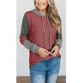 thumbnail image 6 of Women Casual Hoodies Color Block Pullover Long Sleeve Tops With Drawstring Sweatshirts, 6 of 8