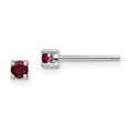 thumbnail image 5 of 925 Sterling Silver 3mm Round Created Ruby Post Earrings, 5 of 5