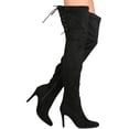 thumbnail image 2 of New Women Indulge Gloria-01 Faux Suede Thigh High Lace Up Stiletto Boot, 2 of 3