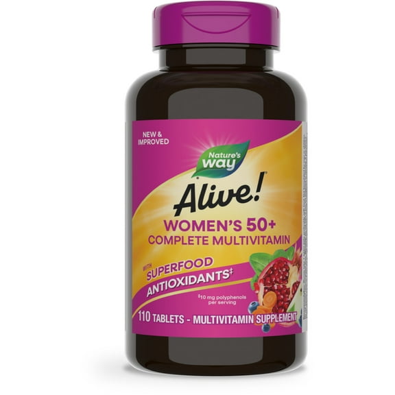 Nature's Way Alive! Women's 50  Complete Multivitamin Tablets, B-Vitamins, 110 Count