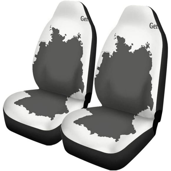 POGLIP Set of 2 Car Seat Covers Outline Map Germany Universal Auto Front Seats Protector Fits for Car,SUV Sedan,Truck