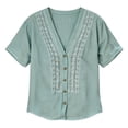 thumbnail image 7 of Kelon Short Sleeve Womens Linen Cotton Tops Vacation Casual Outfits Blouses Dressy Casual Summer Outfits 2026, 7 of 7