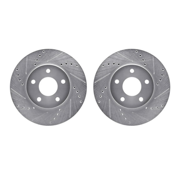 Dynamic Friction Company Front Brake Rotors-Drilled and Slotted-Silver 7002-47037