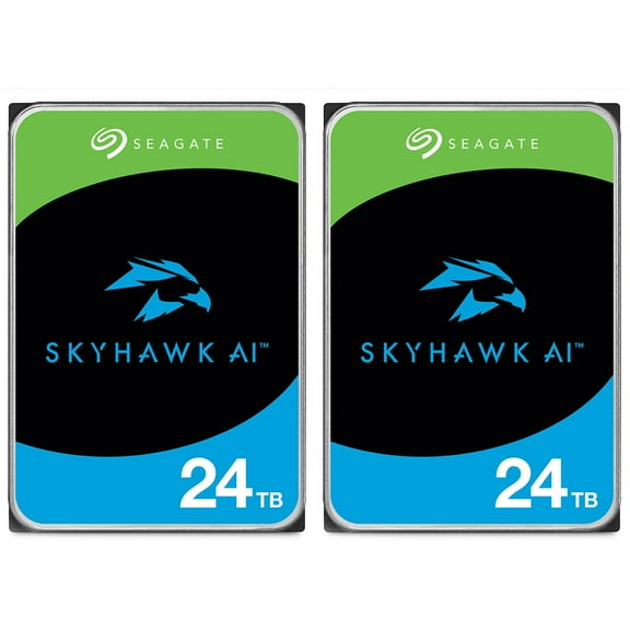 Seagate Skyhawk AI 24TB Video Internal Hard Drive HDD 3.5 Inch SATA 6Gb/s 512MB Cache 2pk