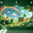 thumbnail image 5 of Green Theme St. Patrick's Day Banner Rainbow Pattern Rainbow Backdrop Clover Design Gold Coin Accent Leprechaun Display for St. Patrick's Day Party Celebration Festival Decoration, 5 of 9