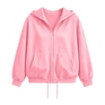 thumbnail image 6 of Arlun Lightweight Full Zipper Hoodies for Kids Oversized Fall Long Sleeve Zip up Sweatshirt Jackets with Drawstring Hem Design Casual Solid Color Baggy Girls Hoodie 110, 6 of 6
