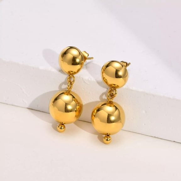 HOOUN One Pair Stainless Steel Gold Hollow Ball Stud Earrings for Women Party Jewelry