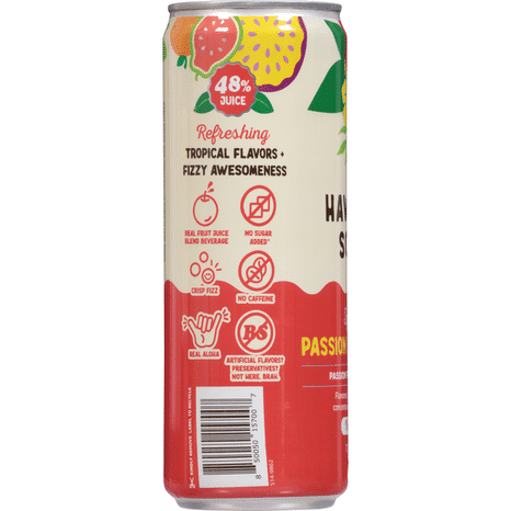 (Pack Of 12) Hawaiian Soda Co Juice Sparkling Passion Orange Guava 12 Fo