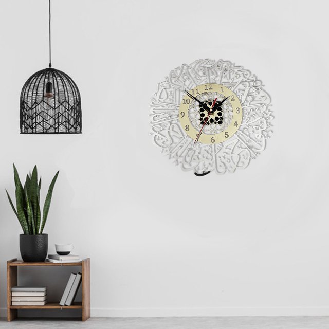YAOMOBB Hanging Clock Non Ticking Wall Clock Silent Mirror Surface Indoor Clock