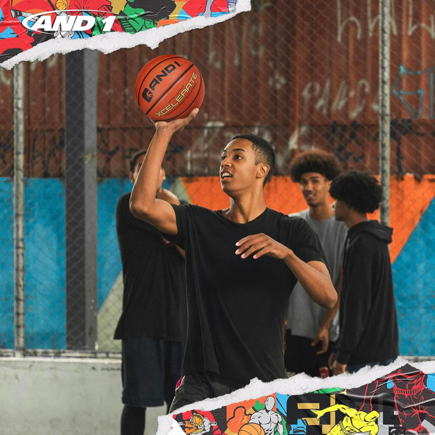 AND1 Xcelerate Basketball: Size 7 (29.5") Indoor/Outdoor, Classic Collection (Orange)