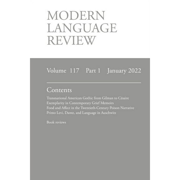 Modern Language Review (117 : 1) January 2022 (Paperback)