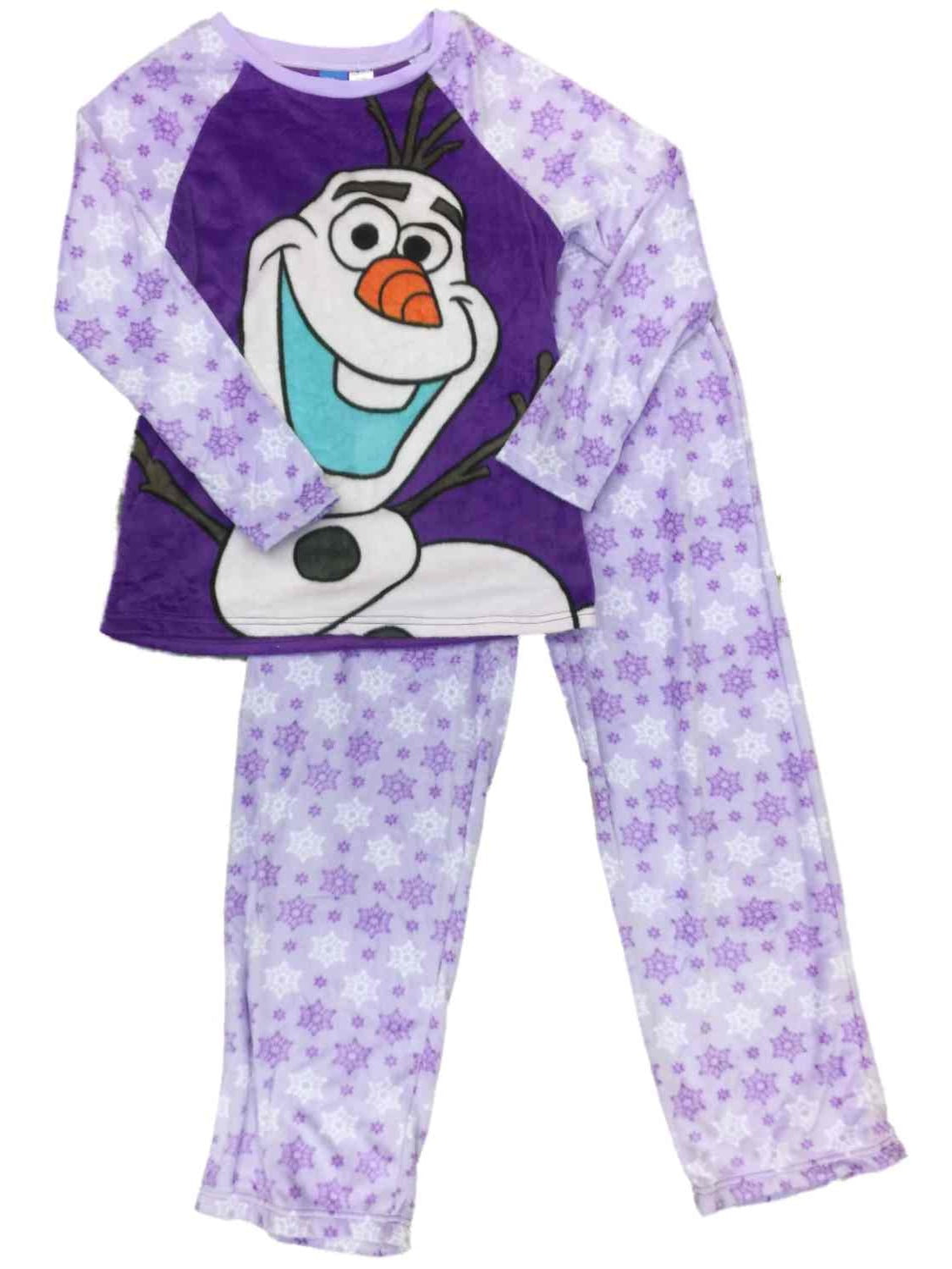 Disney Womens Disney Olaf Fleece Purple Snowflake Pajamas Frozen