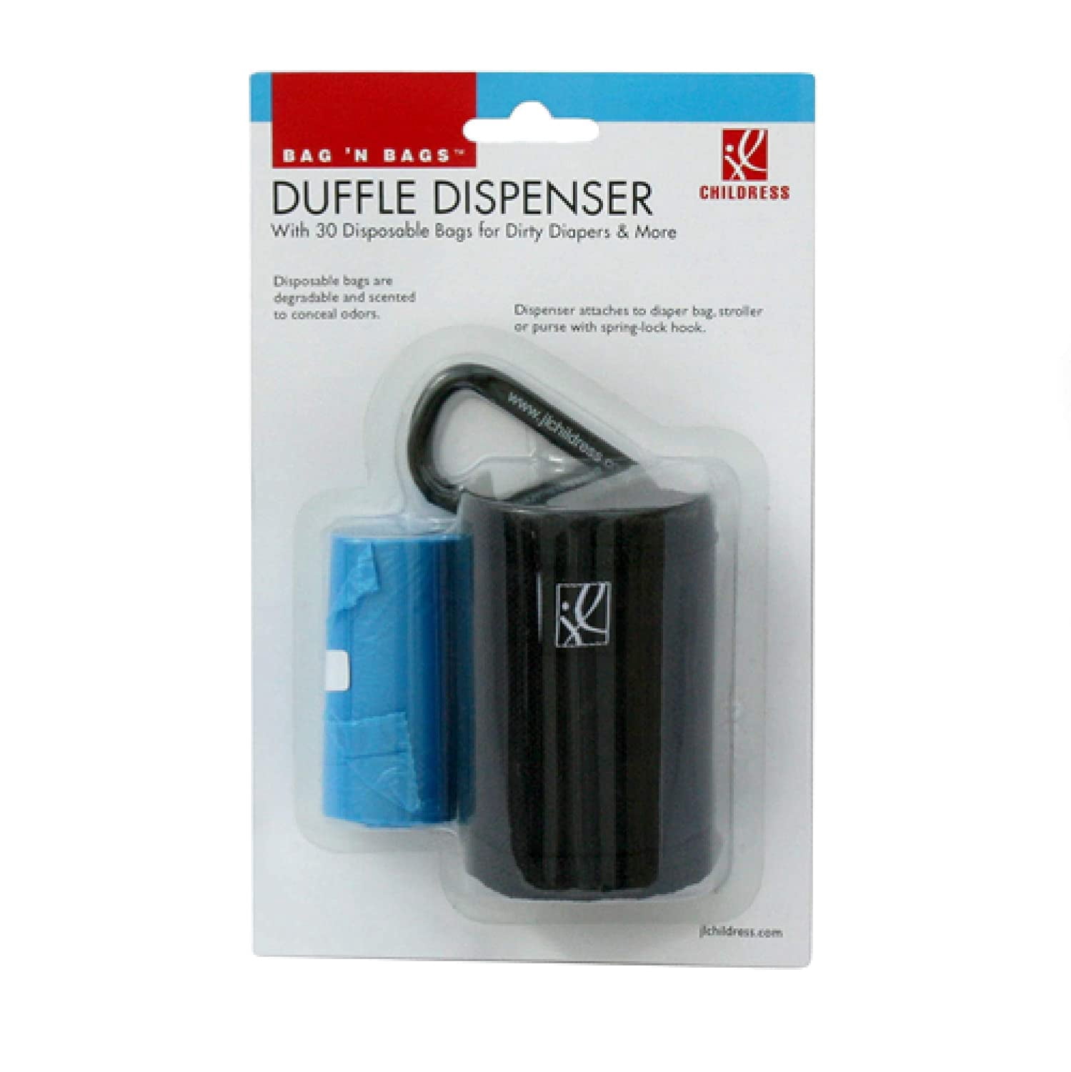 J.L. Childress Bag N' Bags Portable Fabric Duffel Dispenser and Waste Bag Refill - Includes 30 Disposable Bags - Black