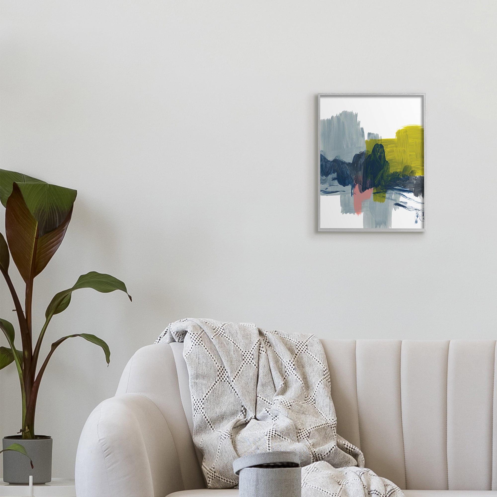 Stupell Industries Lively Abstract Brush Strokes Blue Grey Yellow,11 x 14,Designed by Bronwyn Baker