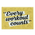 thumbnail image 1 of Fitness Cutting Board, Every Workout Counts Phrase in Writing Marks Healthy Living Theme, Decorative Tempered Glass Cutting and Serving Board, Large Size, Yellow Black White, by Ambesonne, 1 of 1