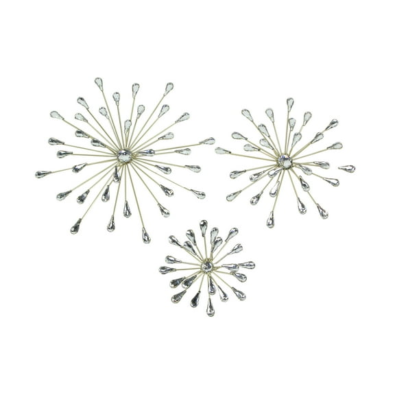 Zeckos Gold Metal Teardrop Starburst Wall Hangings Art Set of 3