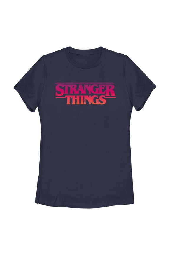 Netflix Women's Stranger Things Pink Logo Graphic T-Shirt