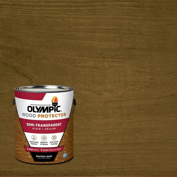 Olympic 1 Gallon ST-2016 Light Mocha Exterior Semi-Transparent Wood Protector Stain Plus Sealer in One