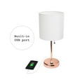 thumbnail image 5 of LimeLights Rose Gold Stick Lamp with USB charging port and Fabric Shade 2 Pack Set, White, 5 of 12